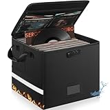 OUUTMEE Caisse à Vinyles Ignifugée avec Verrouillage, Imperméable Sac pour Disque Vinyles de 12