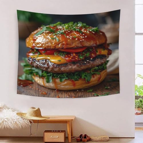 Manta de pared de hamburguesa 3D para decorar tu habitación con originalidad