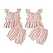 Baby Girls Summer Outfits Cute Bow Flying Sleeves Button Tops and Elastic Shorts Set Fashion Cute Clothes (Pink, 2-3T)