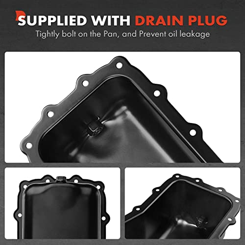 A-Premium Engine Oil Pan Sump With Drain Plug Compatible With Jeep Wrangler 2007 2008 2009 2010 2011 V6 3.8L Replace# 4666153Ac #TOP5