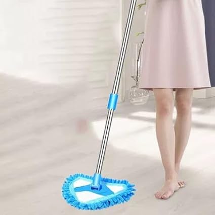 OTIPORTER Microfiber Triangle Shape Fan Cleaning Duster Flexible Fan mop for Easy Cleaning of Home Kitchen Car Ceiling and Office Fan Cleaning Brush with Long Rod Telescopic Handle (Multi Color)