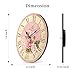 VIKMARI Home 14 Inch Battery Operated Silent Non-Ticking Vintage Wall Clock Design Wooden Round Roman Numerals Indoor Clocks Rose Pink Style Wall Clocks