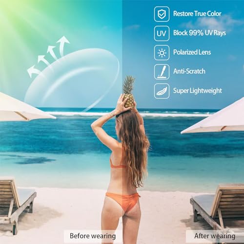 Myiaur Polarized Sunglasses for Women, Square Mirrored Trendy Shades with UV Protection Reduce Glare Sun Glasses - Image 6