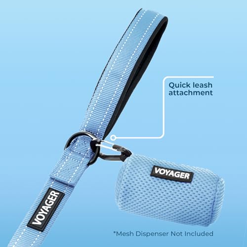 Image of Best Pet Supplies Voyager Reflective Dog Leash or Collar with Neoprene Handle, for Small, Medium, and Large Breed Puppies, Cute and Heavy Duty for Walking, Running and Training - Baby Blue (Leash), L