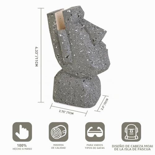 Miniatura 2 de Vipbuy Soporte Portagafas De Madera Tallada Hecho A Mano, Estante Portagafas Con Cabeza De Moai De La Isla De Pascua , Estatua De Escultura Para Decoración De Escritorio De Oficina En Casa Regalo