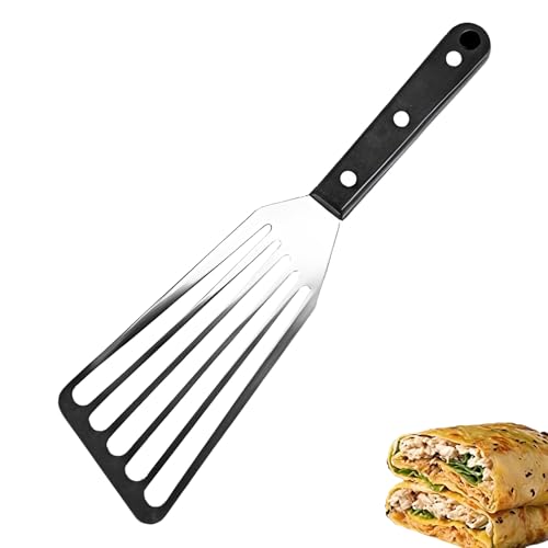 Metal Spatula, Fish Slice Spatula for Flipping Delicate Fish Fillets and Pancakes, Plastic Handle Design, Suitable for Home Cooking and Outdoor Grilling