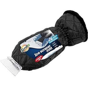 SCRUBIT Ice Scraper with Glove – Car Windshield Scraper for Ice and Snow w/Fleece Mitt – Quickly Scrape and Remove Snow While Staying Warm – Waterproof & Windproof – Car Scraper Snow Brush (Black)