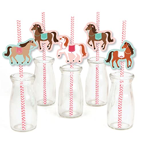 Decoración pitillos papel caballo 24 piezas miniatura 1