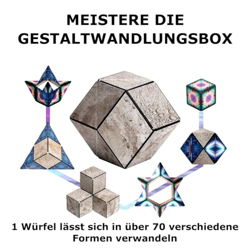 SHASHIBO Formwechsel-Box – Preisgekrönter, patentierter Zappelwürfel mit 36 Seltenerdmagneten – lässt Sich in über 70 Formen verwandeln (Moon)