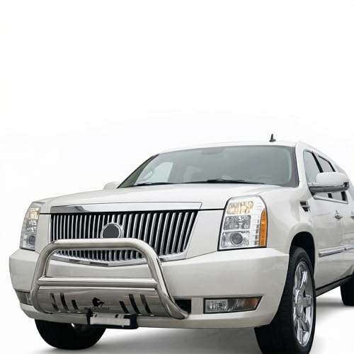 Image of Black Horse Bull Bar Skid Plate Stainless Steel Compatible with 07-14 Escalade ESV /EXT|07-18 Silverado /Sierra 1500|19-21 Silverado 1500 LD|07-14 Suburban 1500|07-20 Tahoe|15-20 Yukon-XL-BB037411-SP