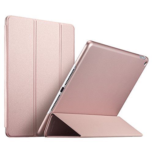 ESR iPad 9.7 Zoll 2018/2017 Hülle, [Rubberized/Gummiert] PU Ledertasche Auto Aufwachen/Schlaf Funktion Schutzhülle mit Gummi-Spray für iPad 9.7 2018/2017 (Roségold)