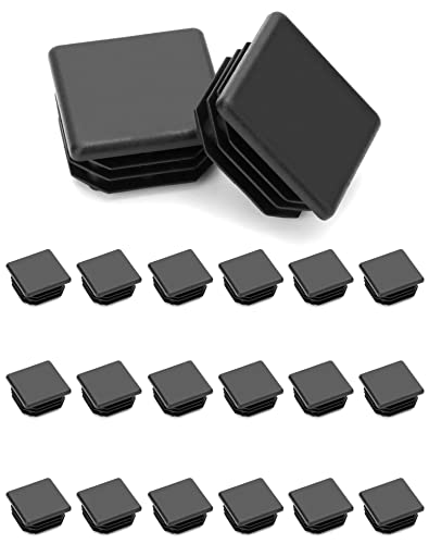 QWORK 20 PCS 30 x 30 mm Bouchons à lamelles pour Tube carré, Embout de Bouchon en Plastique Noir carré pour Tube de Tuyau, Plastique polyéthylène, Bouchons...