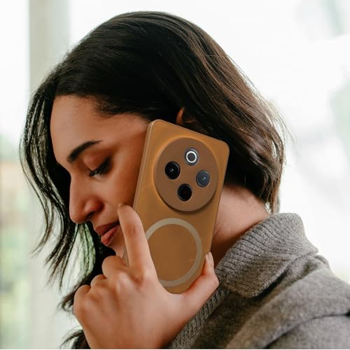 Image of Compatible for VIVO T4 5G Hard Back | Only Compatible with Wireless Magnetic Accessories | Thin and Slim Magnetic Back Cover (Brown)