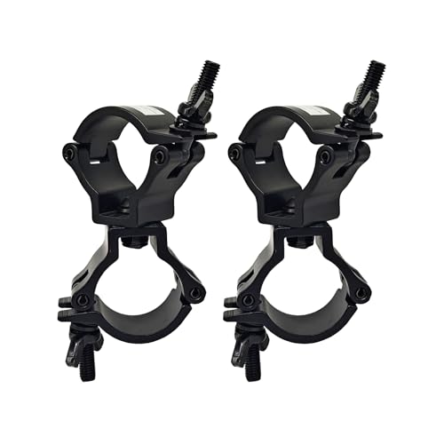 1-1/2" Truss Dual Swivel Coupler Clamp Stage DJ Lighting Clamps 1.49-1.57 inches Heavy Duty Aluminum Alloy 220lbs for 38-41mm OD Pipe 2 Pcs (Black)