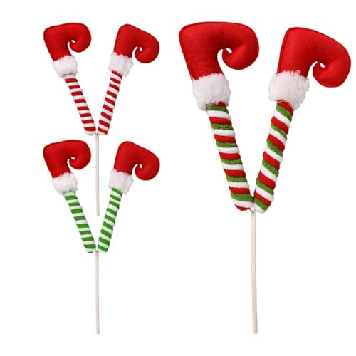 GÃ©nÃ©rique 3 x Christmas Tree Feet Picks, Plush Holiday Leg Picks, Striped Plush Stuffed Leg Picks for Christmas Tree, Festive Home & Decorations, Cozy Tree Base Covers for Holiday Cheer