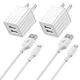 iPhone Charger,[Apple MFi Certified] Fast iPhone Charger 2PACK 6FT Lightning Cable Cord Fast Charging Dual 2 Port Plug USB Wall Charger Compatible with iPhone 14 13 12 11 Pro Max XS XR X 8 Plus 7 iPad
