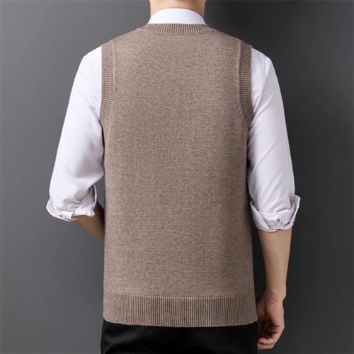 Men's V-Neck Cable Knit Vest Winter Casual Business Sleeveless Sweater Pullover Top4