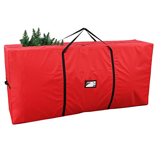 Christmas Tree Storage Bag For 9 Foot, Xmas Tree Storage Bag For 9 Ft Tall Tree, Premium Extra Large Artificial Tree Bag, Heavy Duty Waterproof 600D Oxford Holiday Tree Storage Bag, Red #TOP13