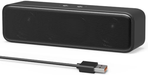 LIELONGREN USB Computer Speaker, Laptop 3 Watts Speaker With Stereo Sound & Enhanced Bass, Portable Mini Sound Bar For Windows Pcs, Desktop Computer And Laptops,Black