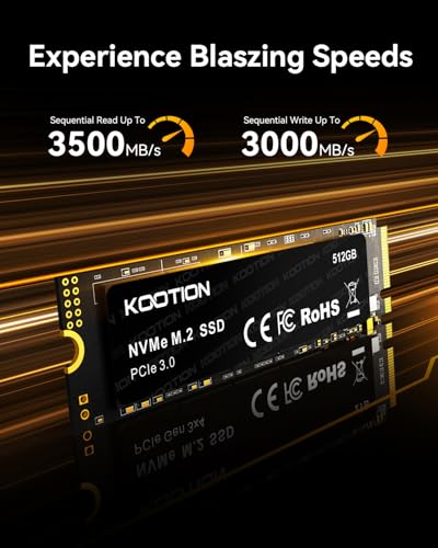 Image of KOOTION 512GB PCIe 3.0 M.2 Internal Solid State Drive PCle 3.0x4 SSD NVMe M.2 2280 Internal SSD Up to 2900MB /s PCIe Gen 3 NVMe SSD Less Heat Large Storage M.2 Internal Solid State Hard Drive for PC