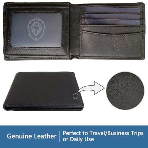 Slim RFID Wallet for Men Business Travel - Full Grain Leather Bifold | 8 Card Slots & Dual Currency Pockets | Front Pocket Design (4.5x3.5in) with Gift Box Black4