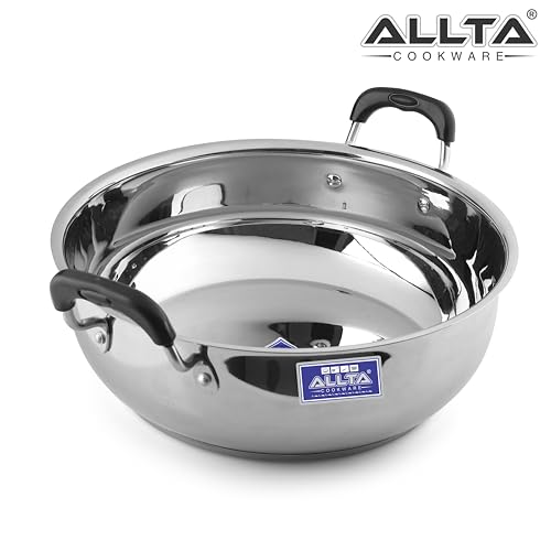 Image of ALLTA Stainless Steel Deep Induction Bottom Kadhai | 28cm | 4.3 litres | Sandwich Bottom| Heavy Guage