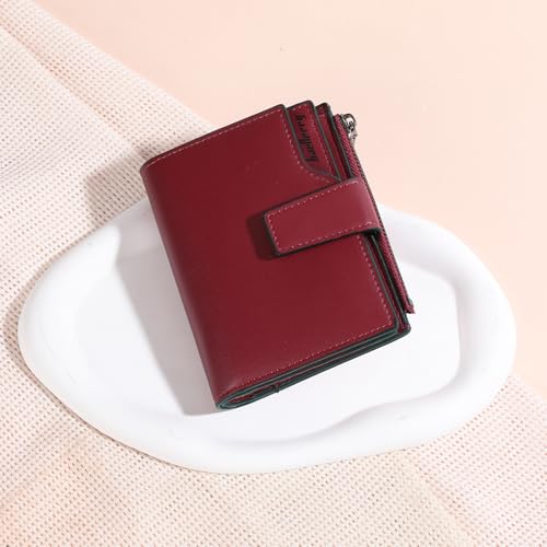 Image of Small Women Wallet Ladies Billfold Card Holder with Zipper Coin Pocket
