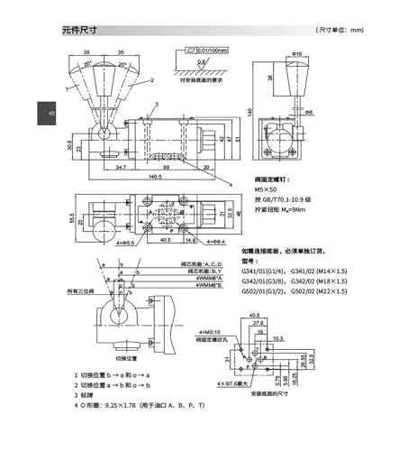 Vanne directionnelle manuelle 4WMM6D50B pour commande de vérin hydraulique TN6 - 5