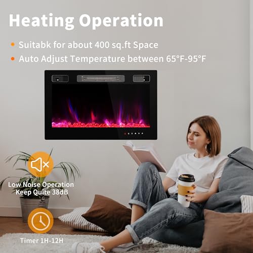 Realsmart Electric Fireplace Insert 30 Inch Realsmart 1500W Wall Mounted Electric Fireplaces With Recessed Heaters thumb #4