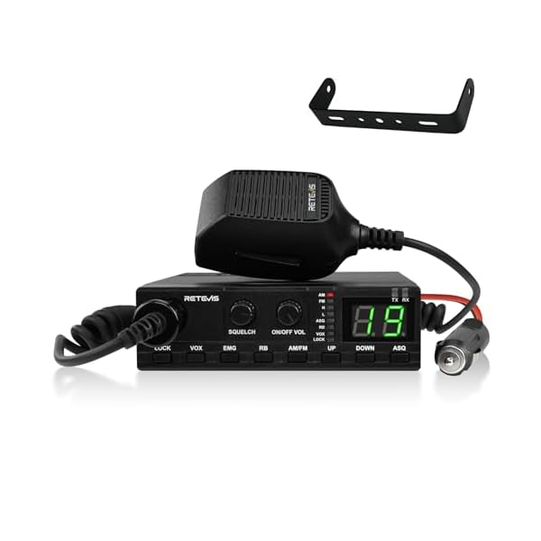 Retevis MB2 AM/FM Professional CB Radio, 40 Channels Mini Radio, Easy to Operate, Squelch Knob ASQ, VOX, Auto-Scan, CB Mobile Radio for Truckers, Black