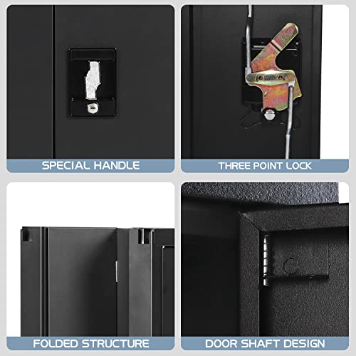 Greatmeet Metal Storage Cabinet With Locking Doors And 1 Adjustable Shelves,Gauge 24 Steel Storage Cabinet With Wheels For Home Office,Black(26.1" W X 13.78" D X 31.5" H) #TOP4