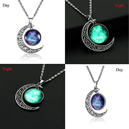 Lcbulu Galaxy Crescent Moon Pendant Necklaces Jewelry for Women Teen Girls 18''4