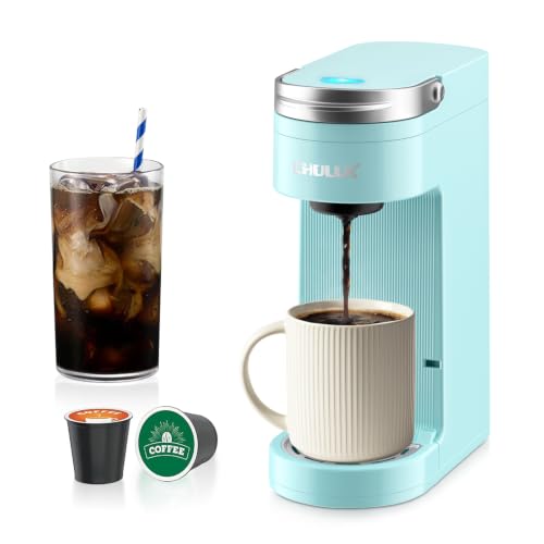 Image of CHULUX Slim Single Serve Coffee Maker, Lightweight Pod Coffee Machine, Cyan