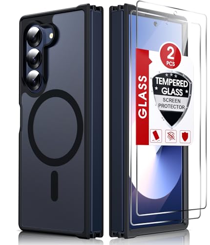 LeYi for Galaxy Z-Fold-6-Case: Samsung Fold 6 Case [Compatible with MagSafe] with 2Pcs Tempered...