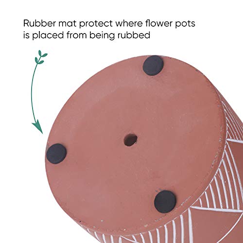 Greenaholics Plant Pots- 4.75 inch Cement Planters Flower Pots, for Snake Plant, Medium Indoor Plant, Vintage Style, Unglazed Medium Bonsai, with Drainage Hole, Terracotta - Thumbnail 3