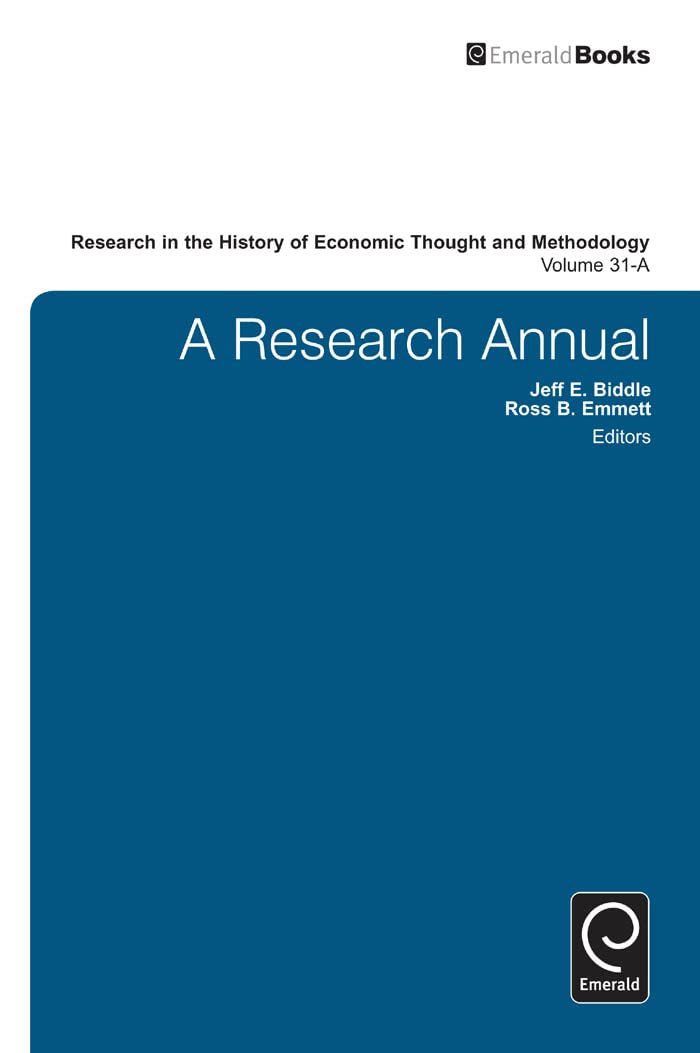 Buy Research in the History of Economic Thought and Methodology: A Research Annual: 31 — BookShops.in