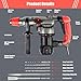 Rotary Hammer Drill with Vibration Control and Safety Clutch,1500W Heavy Duty 1-1/4 Inch SDS-Plus Demolition Hammer for Concrete with 4 Drill Bits, Flat and Point Chisel