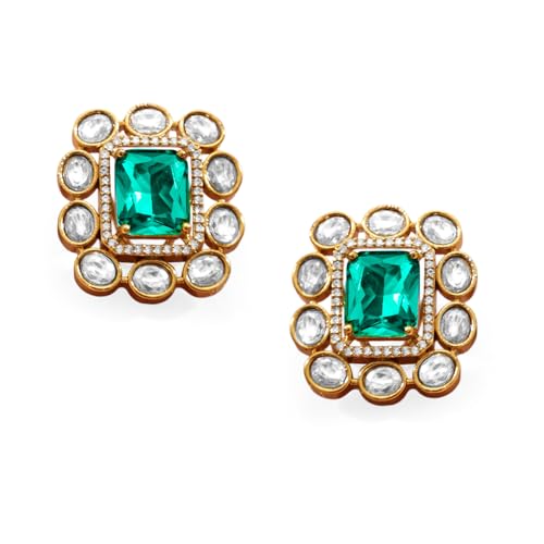 Image of Rubans Stud Earrings American Diamond Zirconia & Crystal Jewellery Gift for Women & Girls