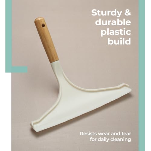 Image of Lifelong Silicone Wiper with Wooden Handle | Kitchen, Bathroom, Dining Tables, Car Windows Cleaning Tool | Instant Dry Surface Squeegee | Superior Water Removal Glass Tile Cleaner