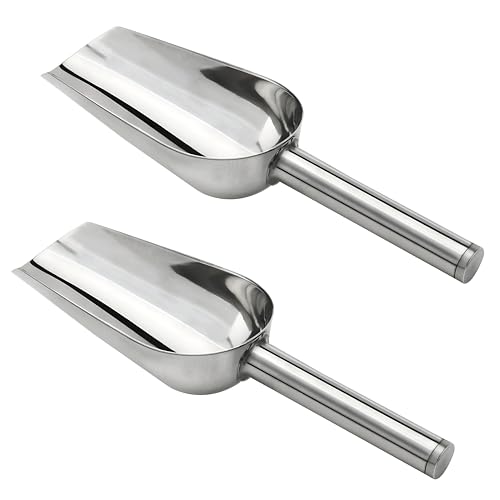 TEKONDA Eisschaufel,2 Stück Edelstahl Silber Klein Futterschaufel,Bar,Party,Büfett,Küchen Multifunktional Mehlschaufel Eisportionierer, TEK-BS-02