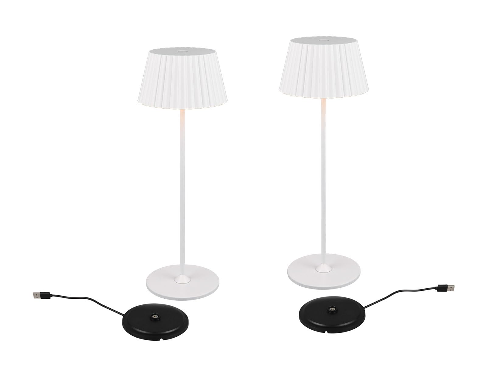 Set di 2 lampade da tavolo a batteria per esterni, senza fili, colore bianco, altezza 39 cm