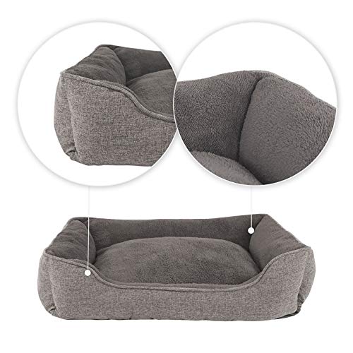 lionto Hundekissen meliert mit abnehmbarem Bezug, kuscheliges Heimtierbett mit komfortablem Einstieg für Hunde und Katzen, 90x75 cm, weiches Hundebett mit rutschfestem Boden, grau