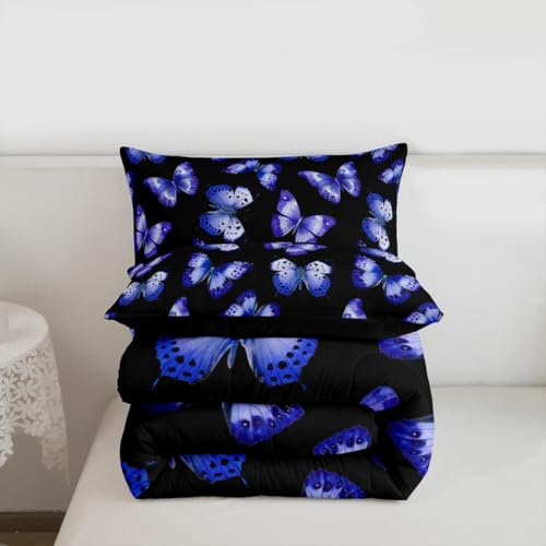 Image of Erosebridal Purple Butterfly Comforter Full Size for Kids Boys Girls,Flying Butterflies Bedding Set,Watercolor Oil Painting Duvet Insert,Modern Aesthetic Quilt Bedroom Decor