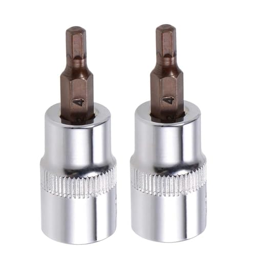 Image of 2PCS Juttzzei Hex Bit Socket, 3/8" Drive x H4 (4mm) Allen Key Socket, Premium S2 Alloy Steel 4mm Hex Bit with 1.89" Length for Torque Wrench, Ratchet Wrench, Impact Power Drills