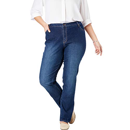 Woman Within Stretch Denim 5-Pocket Straight-Leg Jeans