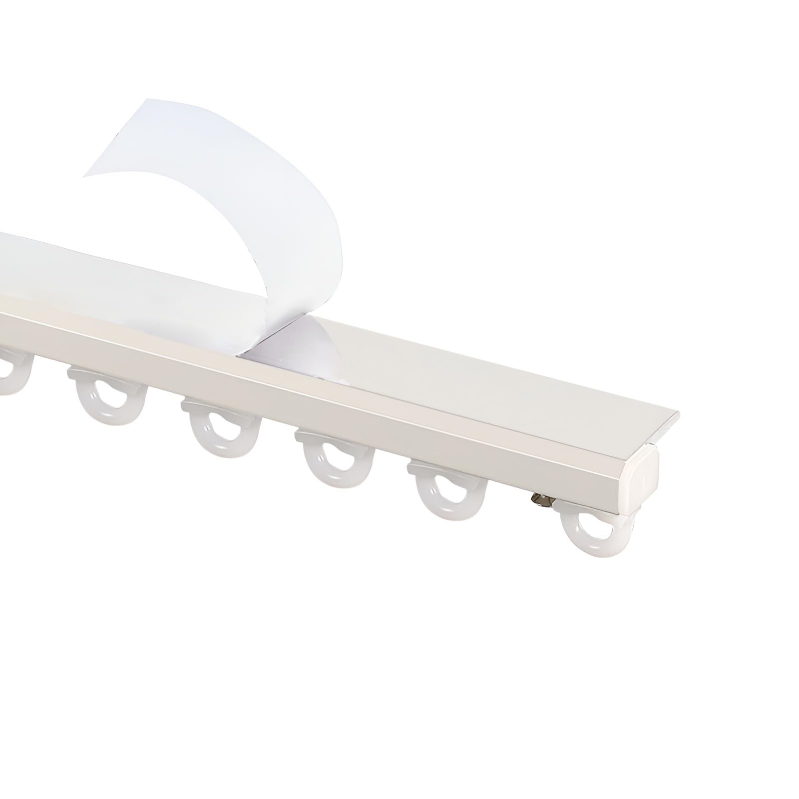 Self Adhesive Curtain Track, Ceiling And Wall Mounted Curtains Rail, No Drill Adhesive Curtain Rod For Living Room, Bedroom, Kitchen And More(White-ceiling,400cm)