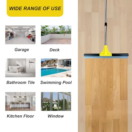 Image of Floor Squeegee Scrubber 60 inch Long Stainless Steel Handle with 18 inch Wide Silicon Rubber Blade Squeegee Broom for Floor Washing and Drying Shower Glass,Garage,Window,Marble,Wood Surfaces