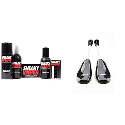 Sneaky Complete Shoe Care Kit - shoe trainer and suede protector spray cleaning kit & Trees - shoe shapers and no more creased toe boxes - 1 pair