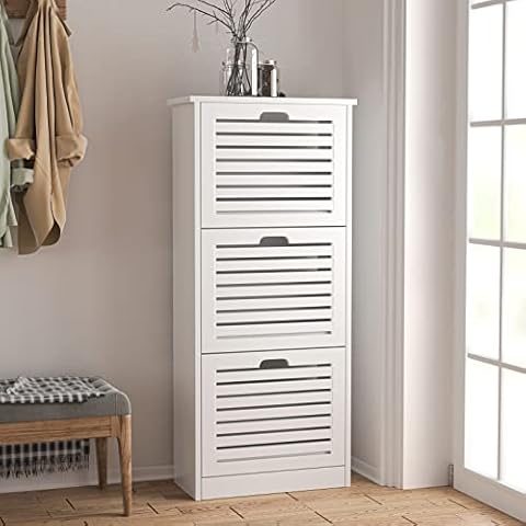 TENNTOU Shoe Storage Cabinet with 3 Flip Drawers, Shoe Cabinet Storage for Entryway, Hidden Narrow Slim Free Standing Shoe Rack Organizer for Hallway, Bedroom Cover