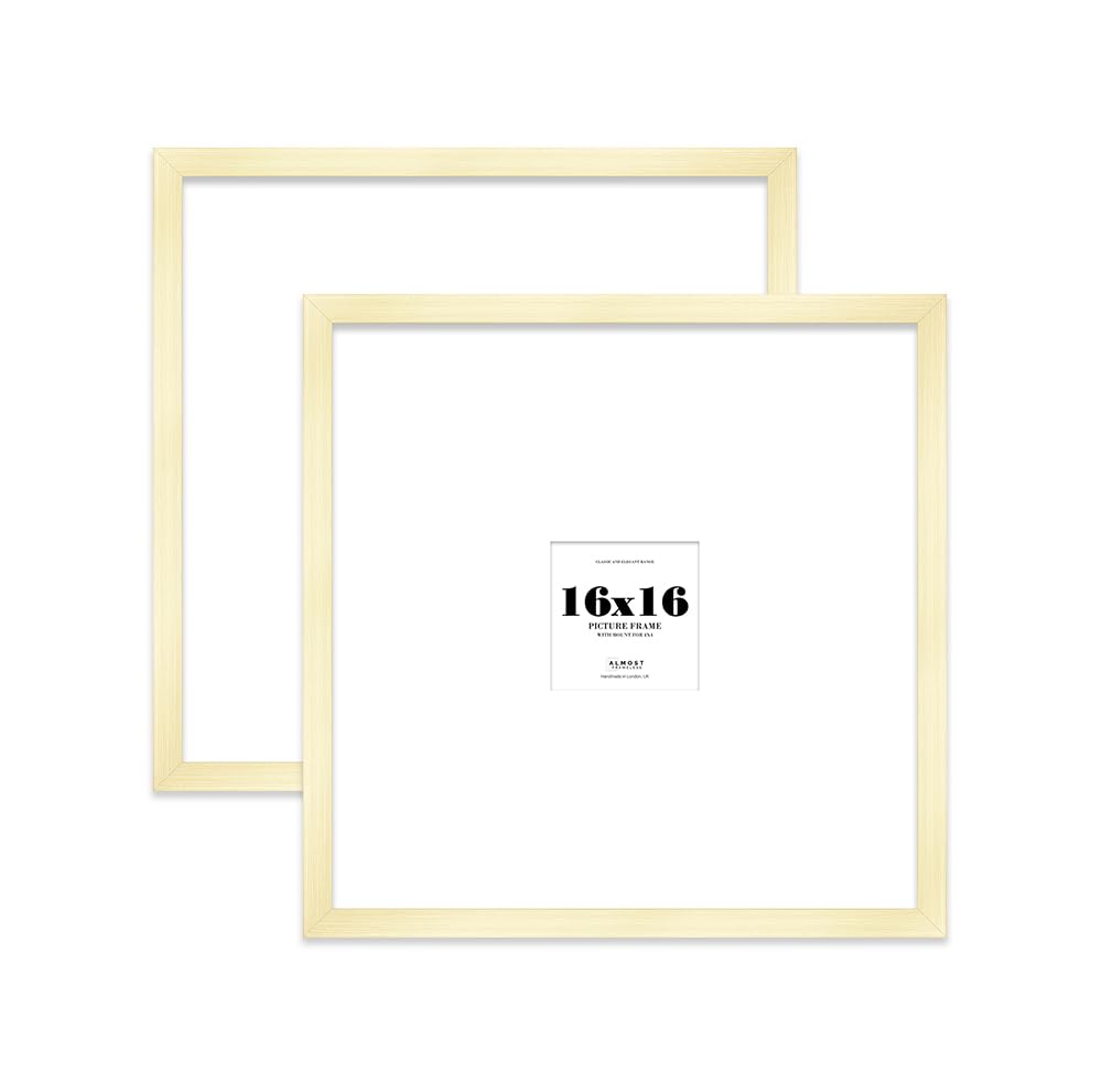 16x16 Gold Picture Frame with Large Mount for 4x4 Photos, Prints - Modern Square Wall Frame, Set of 2 — image 1